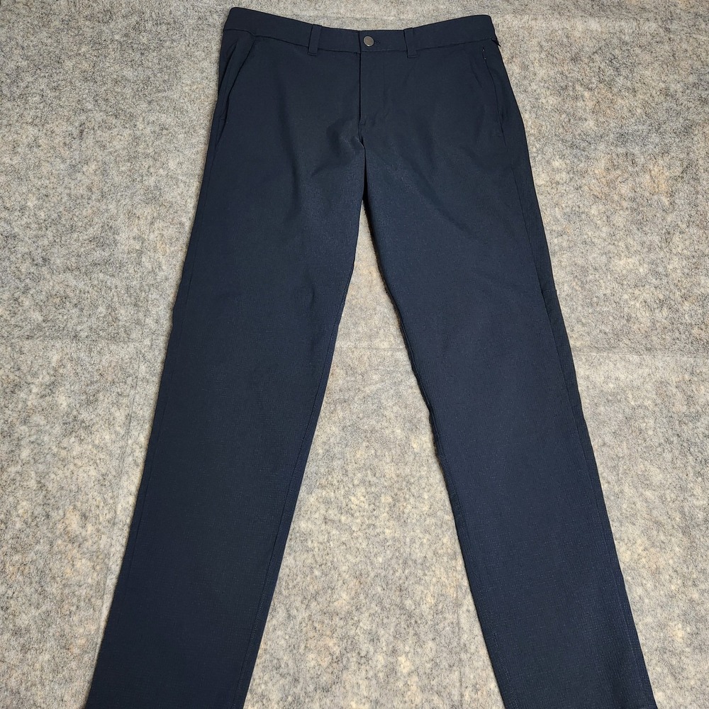 Lululemon Mens ABC Slim Chino Pants Men 33x30 Navy Straight Leg Flat Front Prep